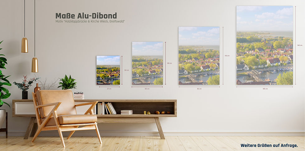 Miniaturbild: Alu-Dibond hoch I Holzklappbrücke & Kirche Wieck, Greifswald