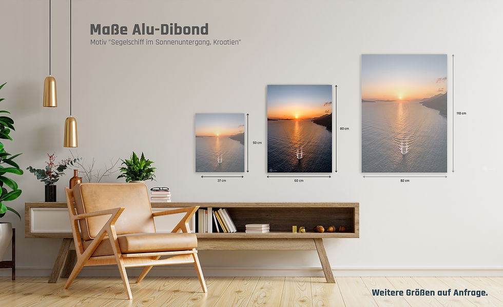 Miniaturbild: Alu-Dibond hoch I Segelschiff im Sonnenuntergang, Kroatien