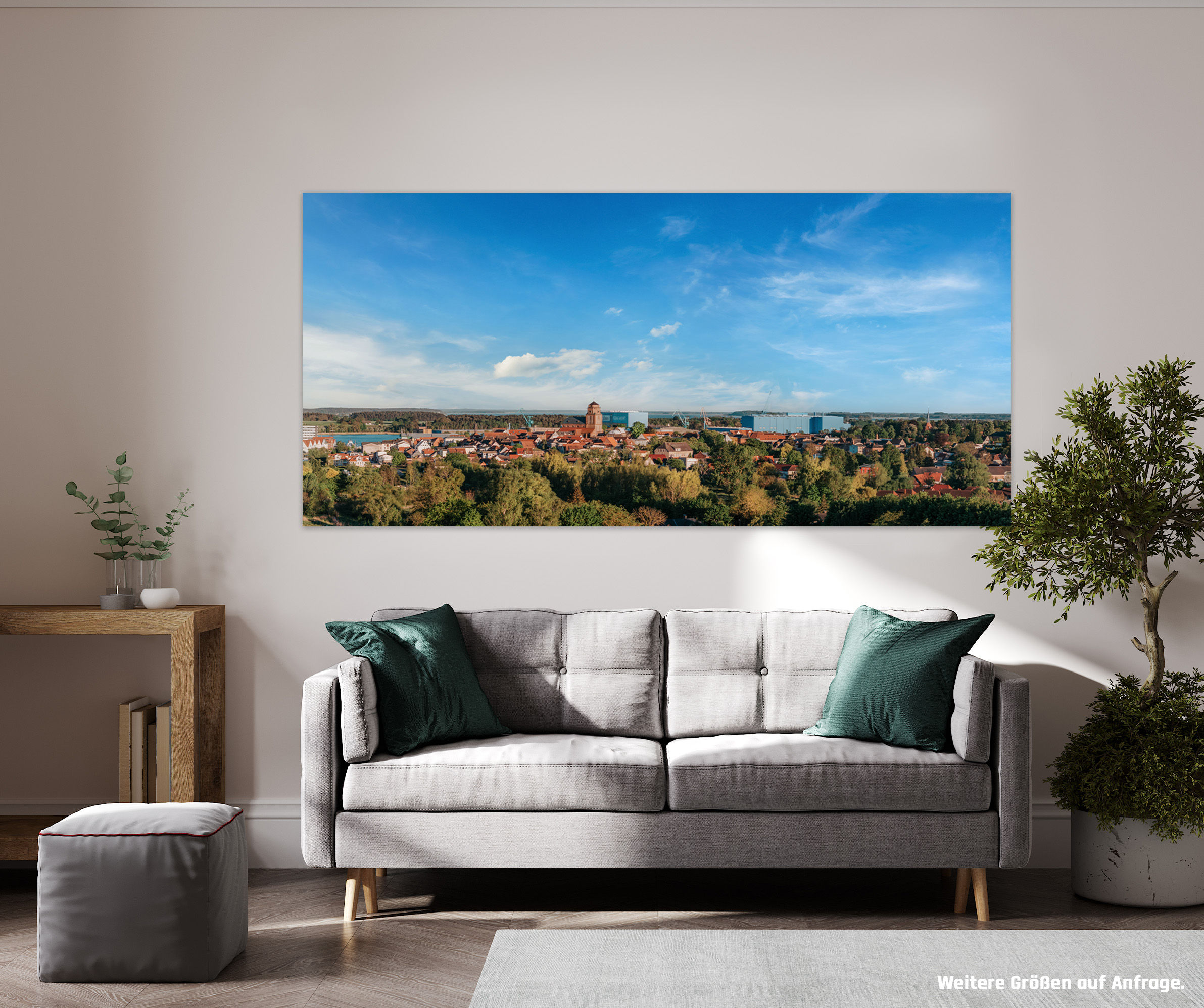 Alu-Dibond Panorama quer I Wolgast - St.-Petri-Kirche & Werft