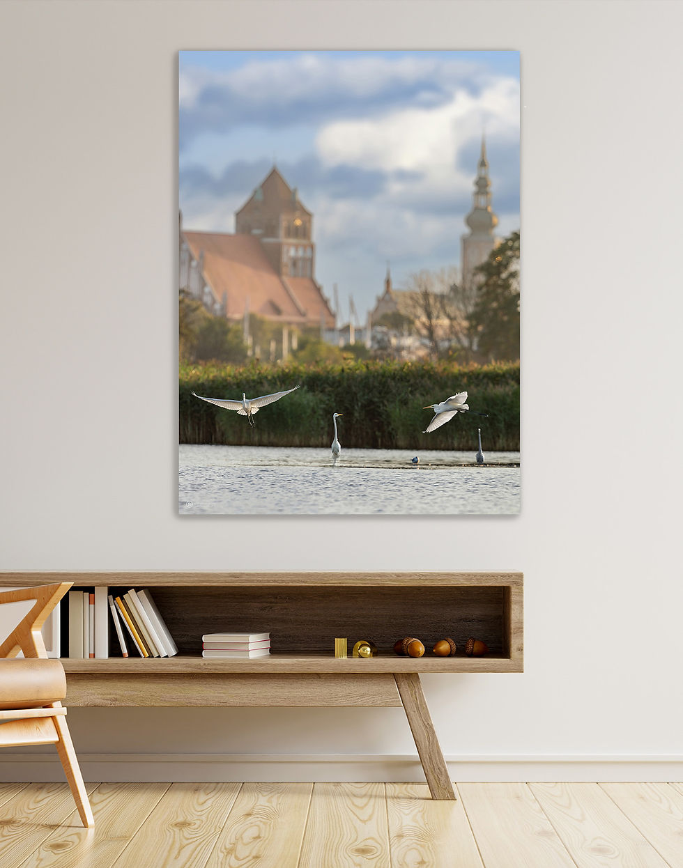 Miniaturbild: Alu-Dibond hoch I Silberreiher Polder Eisenhammer