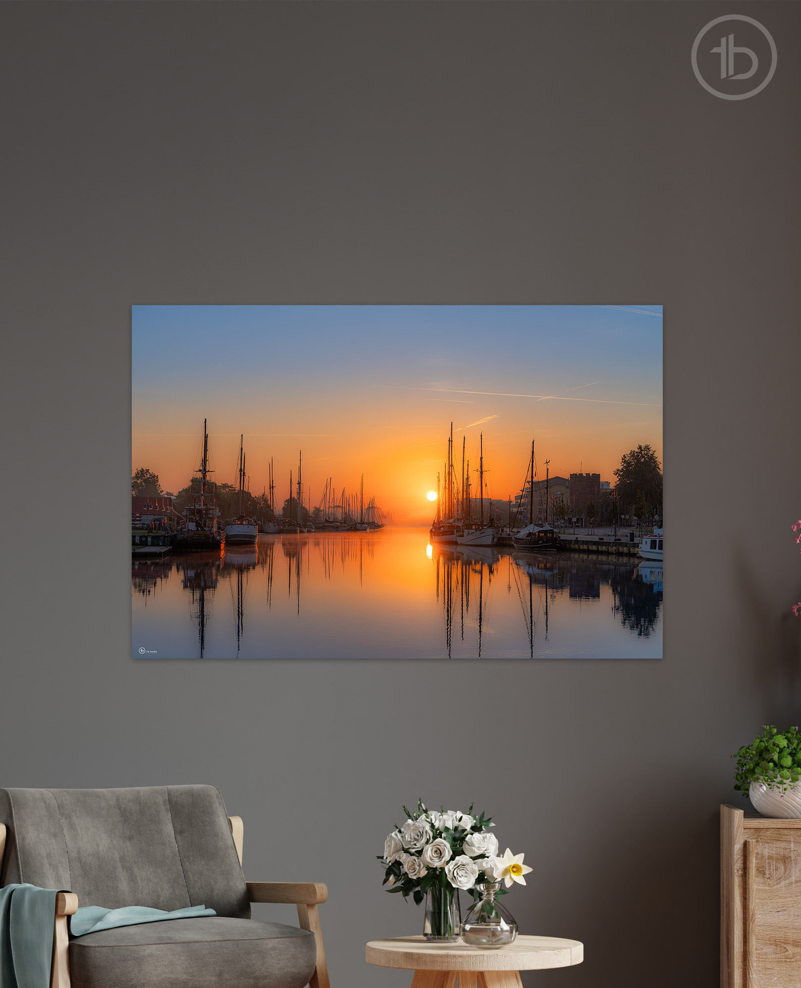 Alu-Dibond quer | Sunrise Stimmung Museumshafen Greifswald