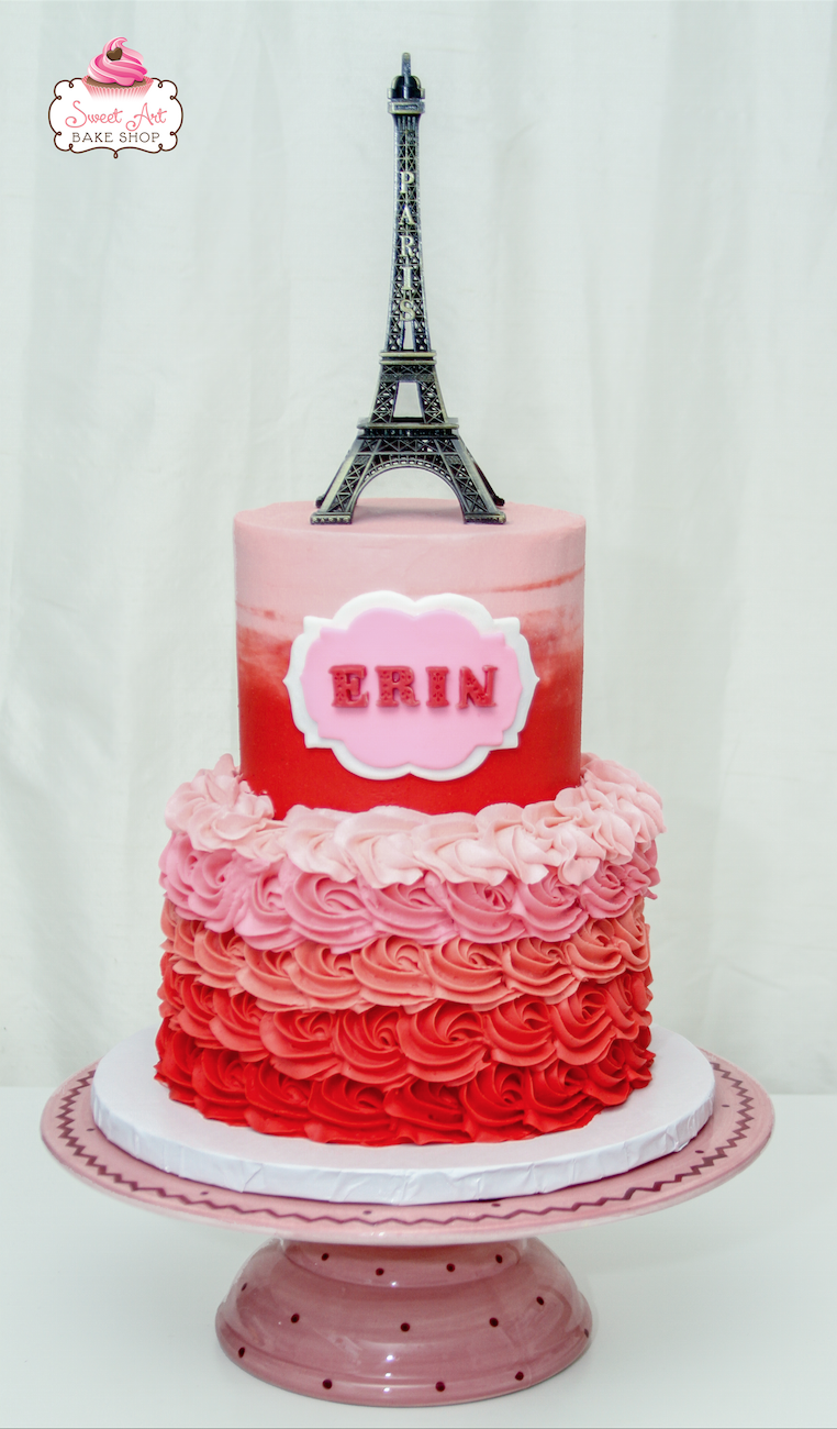 Paris Red & Pink Ombre Cake