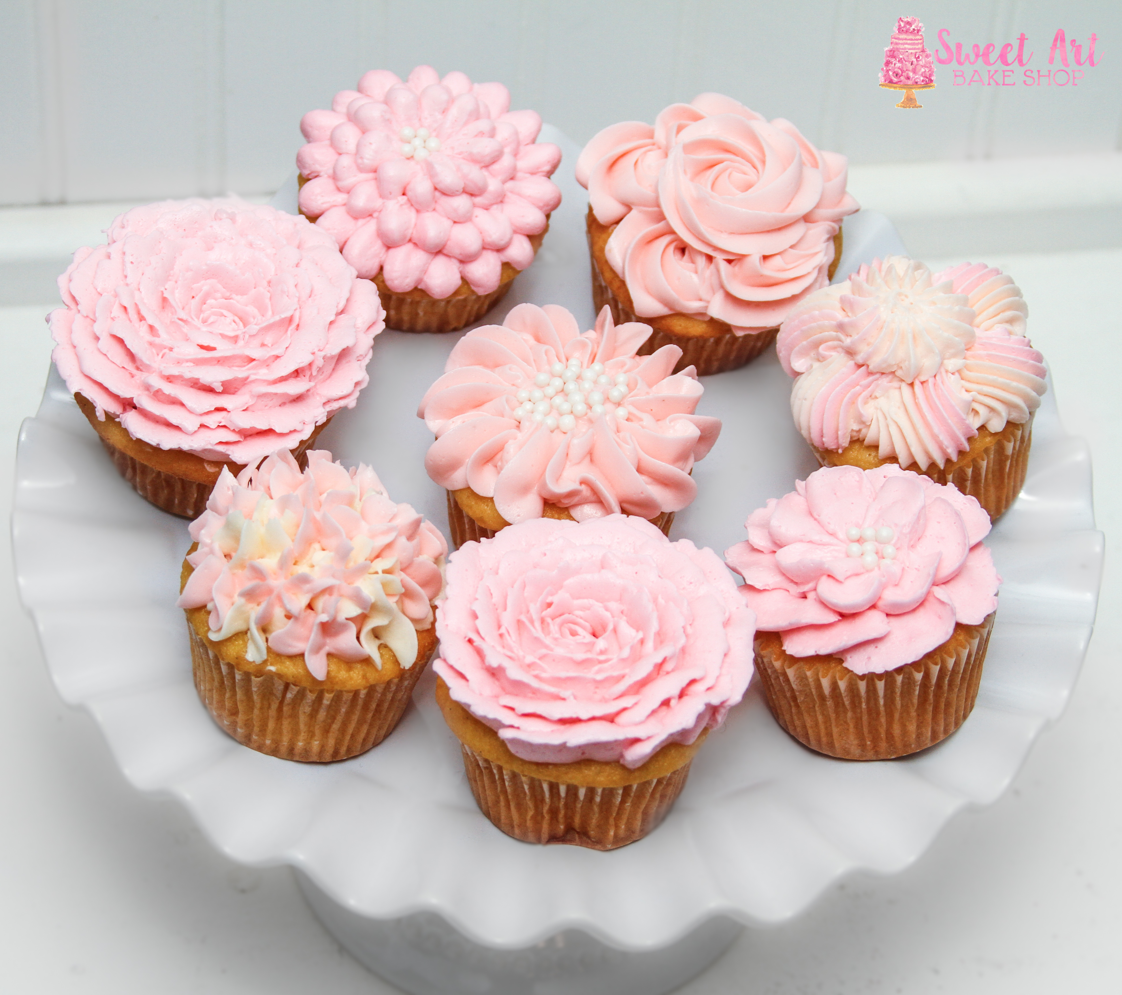 Blush Pink Flower Cupcakes