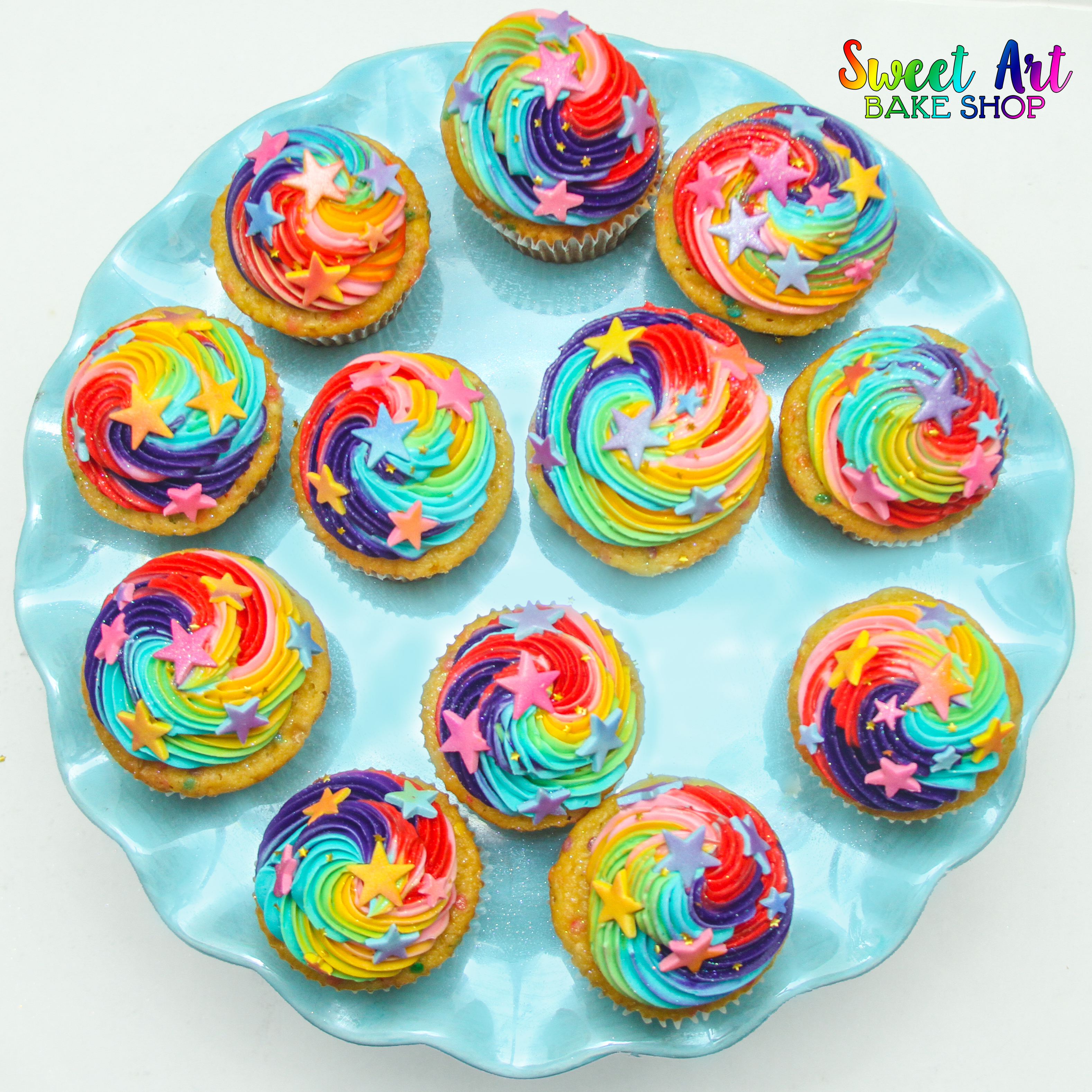 Rainbow Sparkly Star Cupcakes