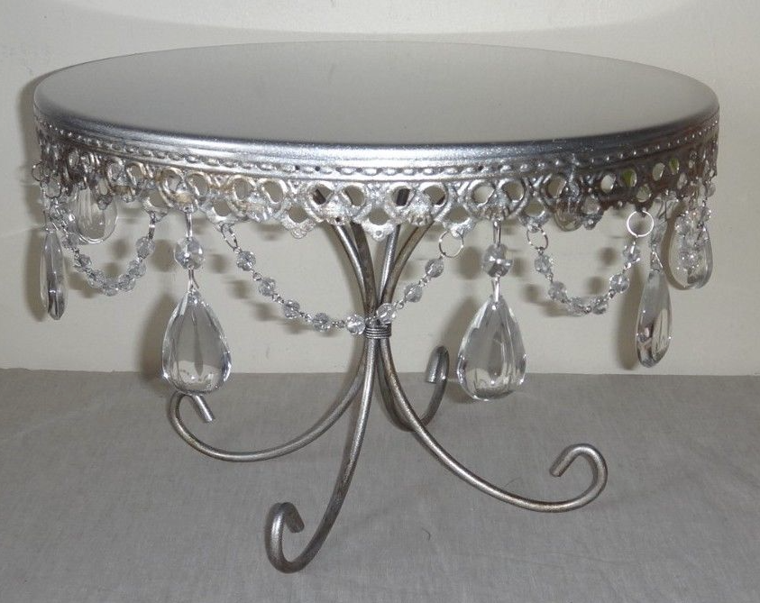 Silver Hanging Crystal Cake Stand