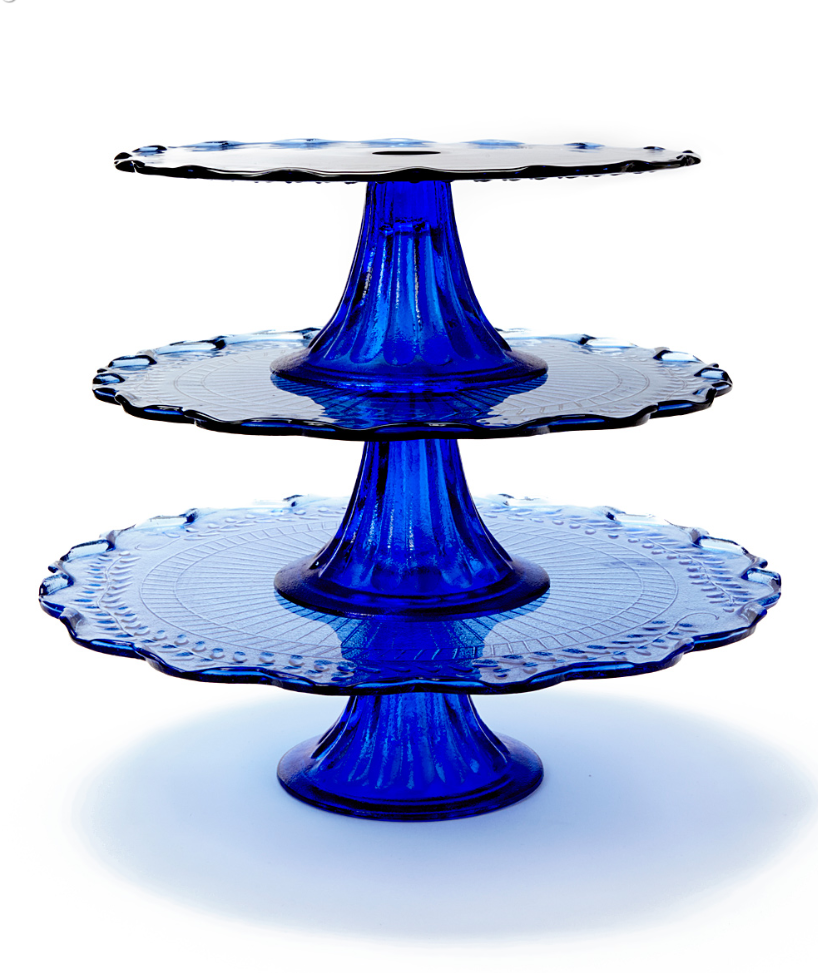 Maison Glass Cobalt Blue Cake Stands