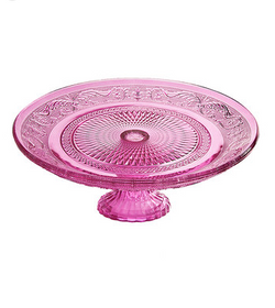 Pretty Pink Glass Cake Stand