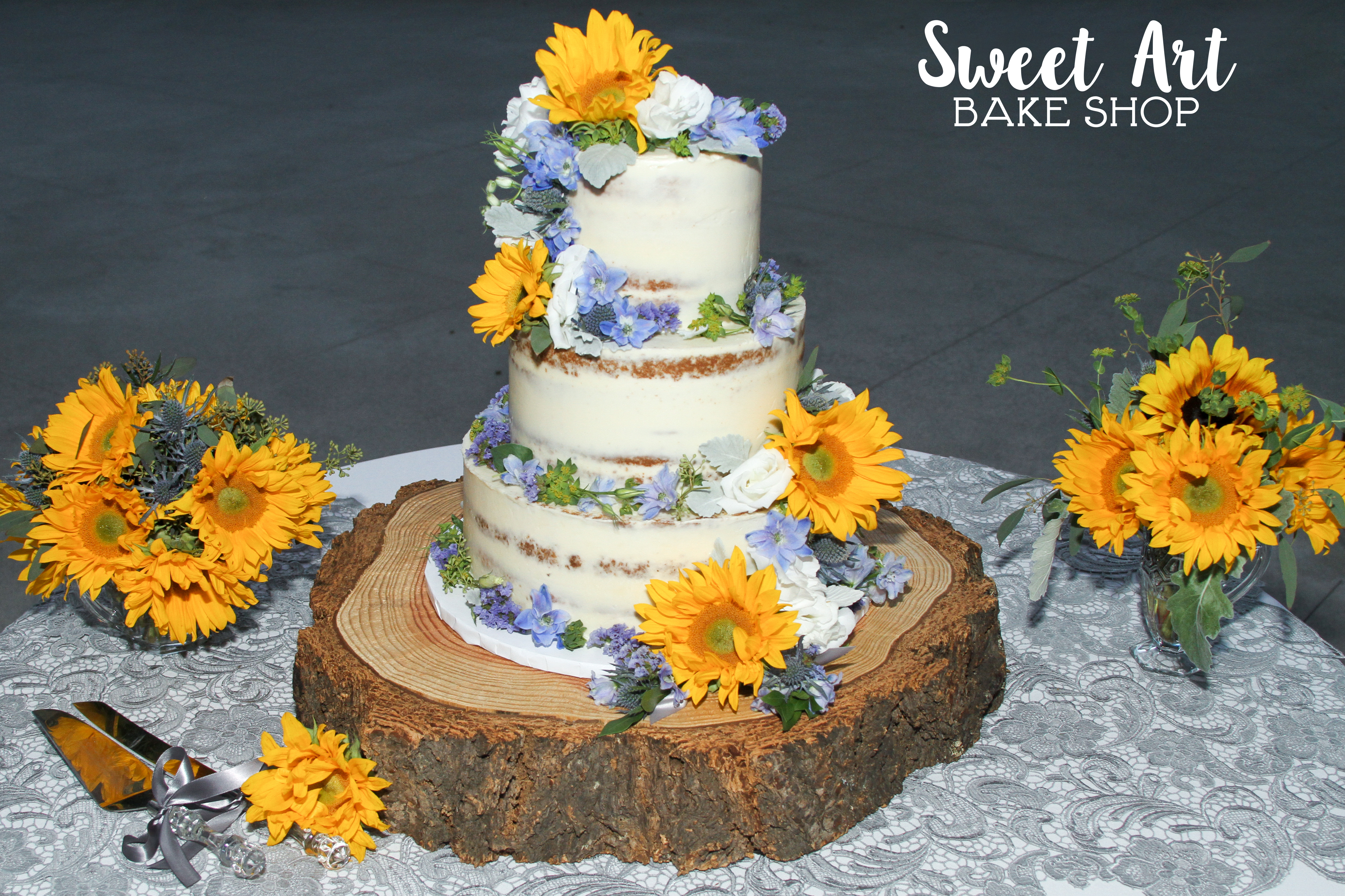 Blue & Yellow Naked Cake