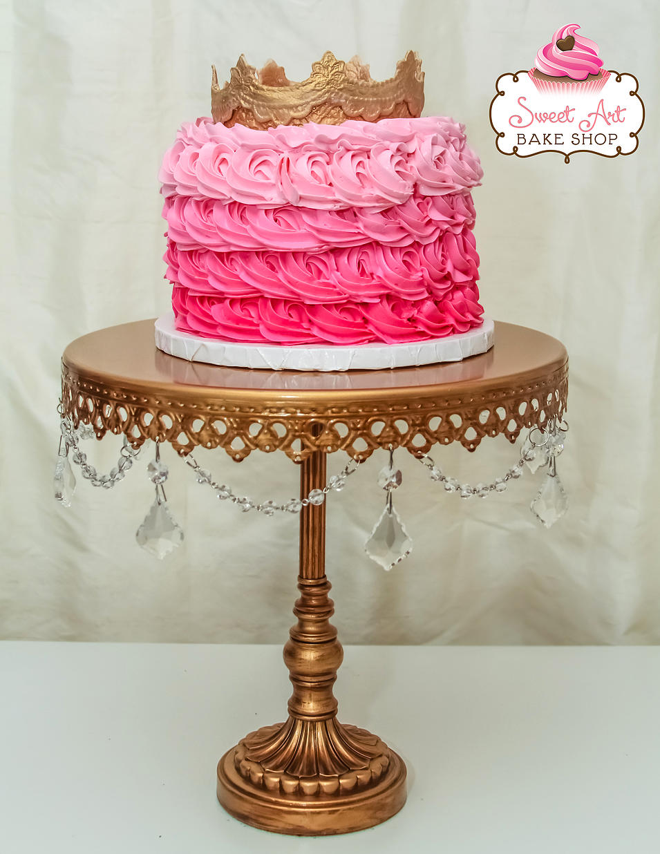Gold Hanging Crystal Cake Stand