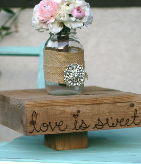 14" Love is Sweet Wood Cake Stand