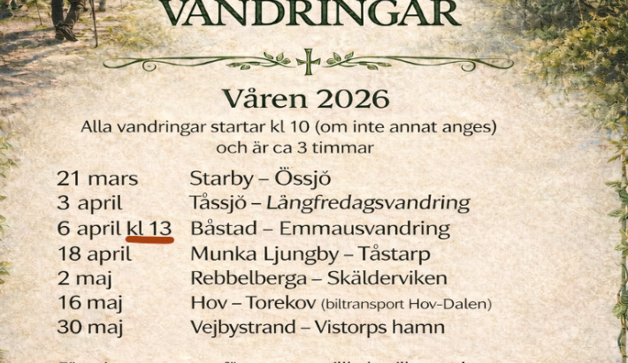 Vandringsprogram våren 2026