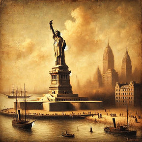 Mooi zicht op het vrijheidsbeeld in het oude New York