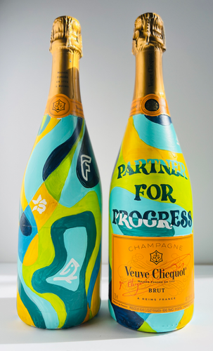 Champagne Painted Bottle