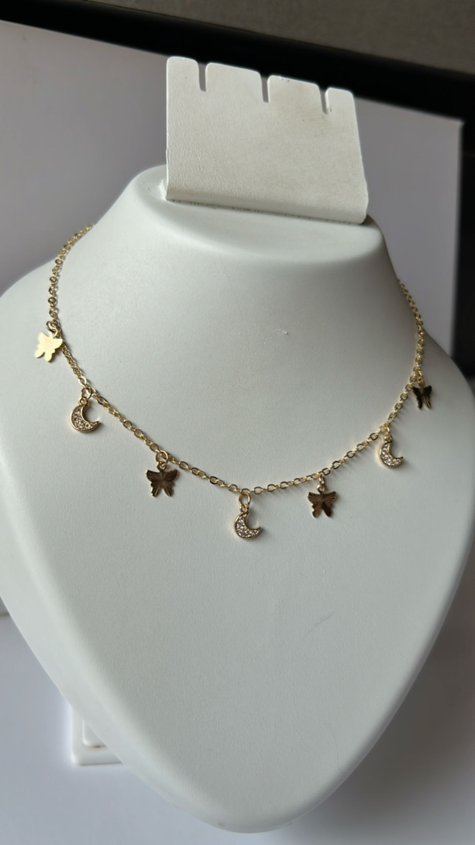 moon and butterfly charms Anti tarnish necklace