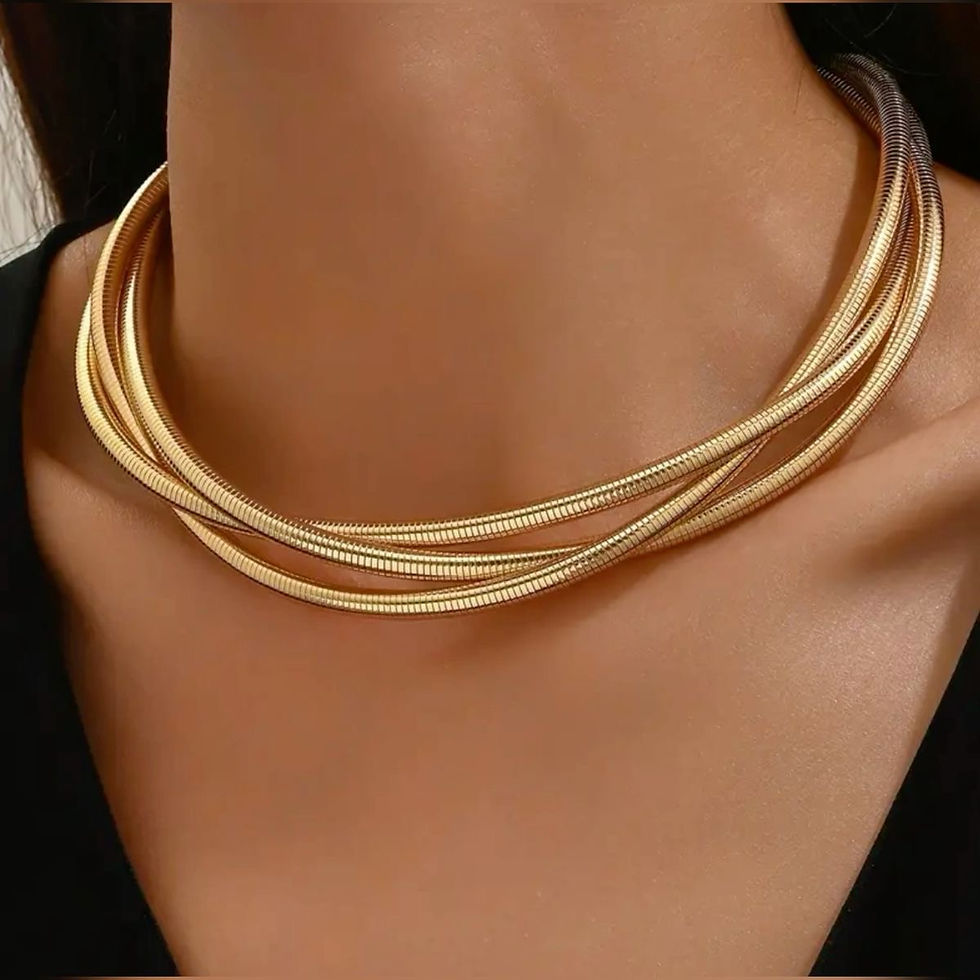 Trendy Triple spiral choker necklace