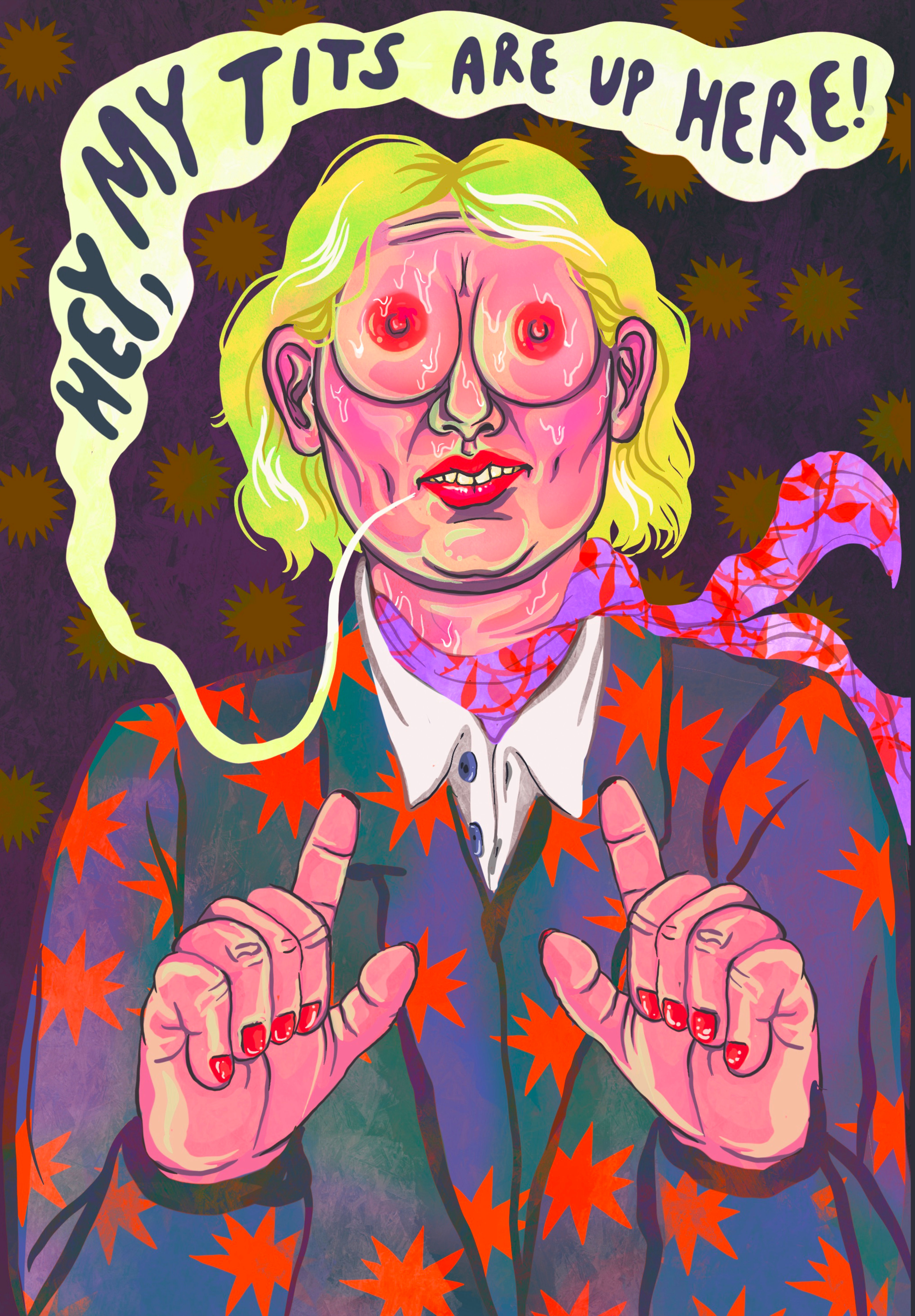 My tits are up here Print A3