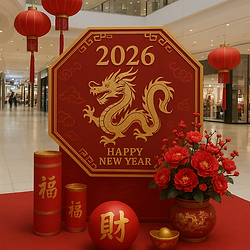 concept art for lunar new year floral decorations and lantern arrangements