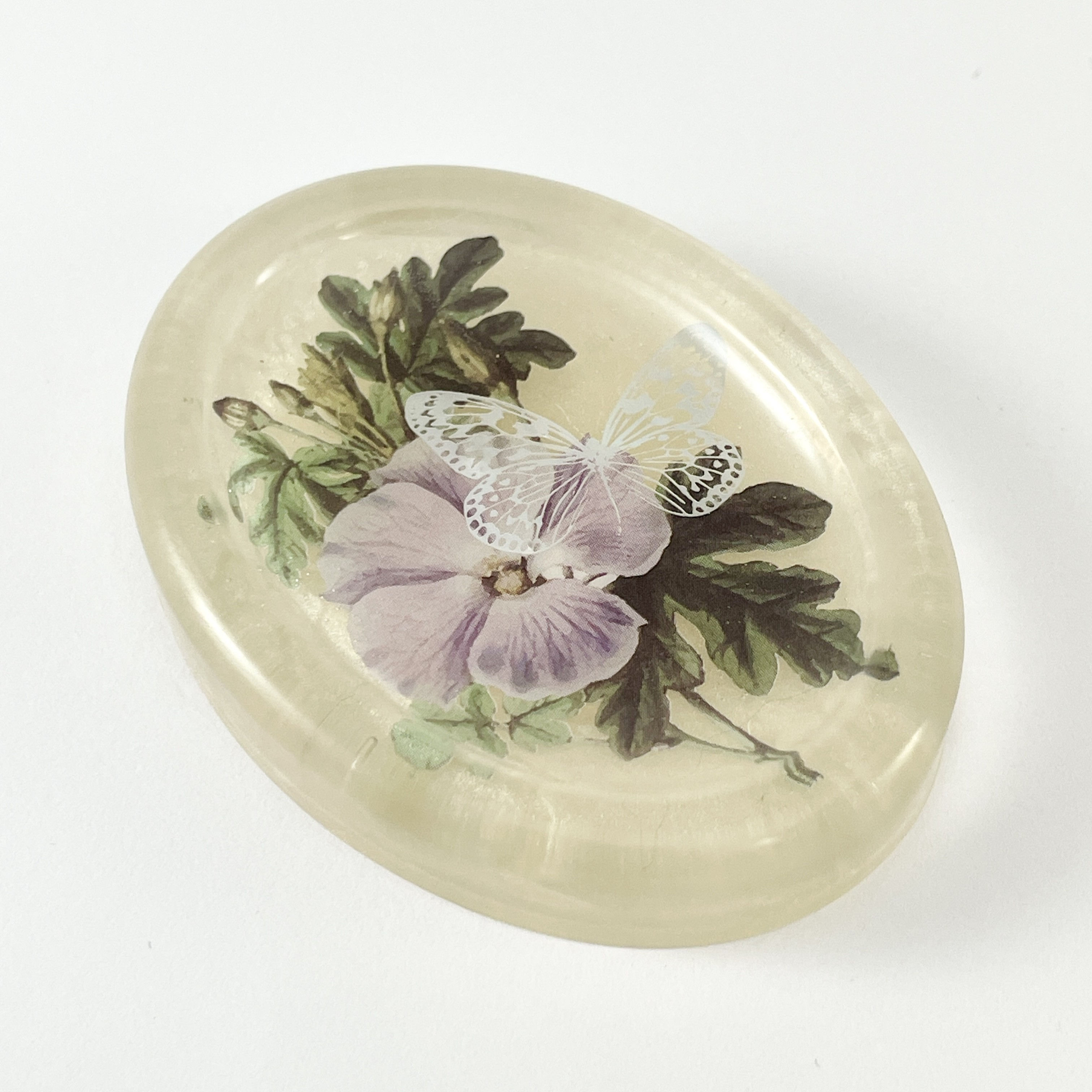 Vintage Floral & Butterfly Worry Stone
