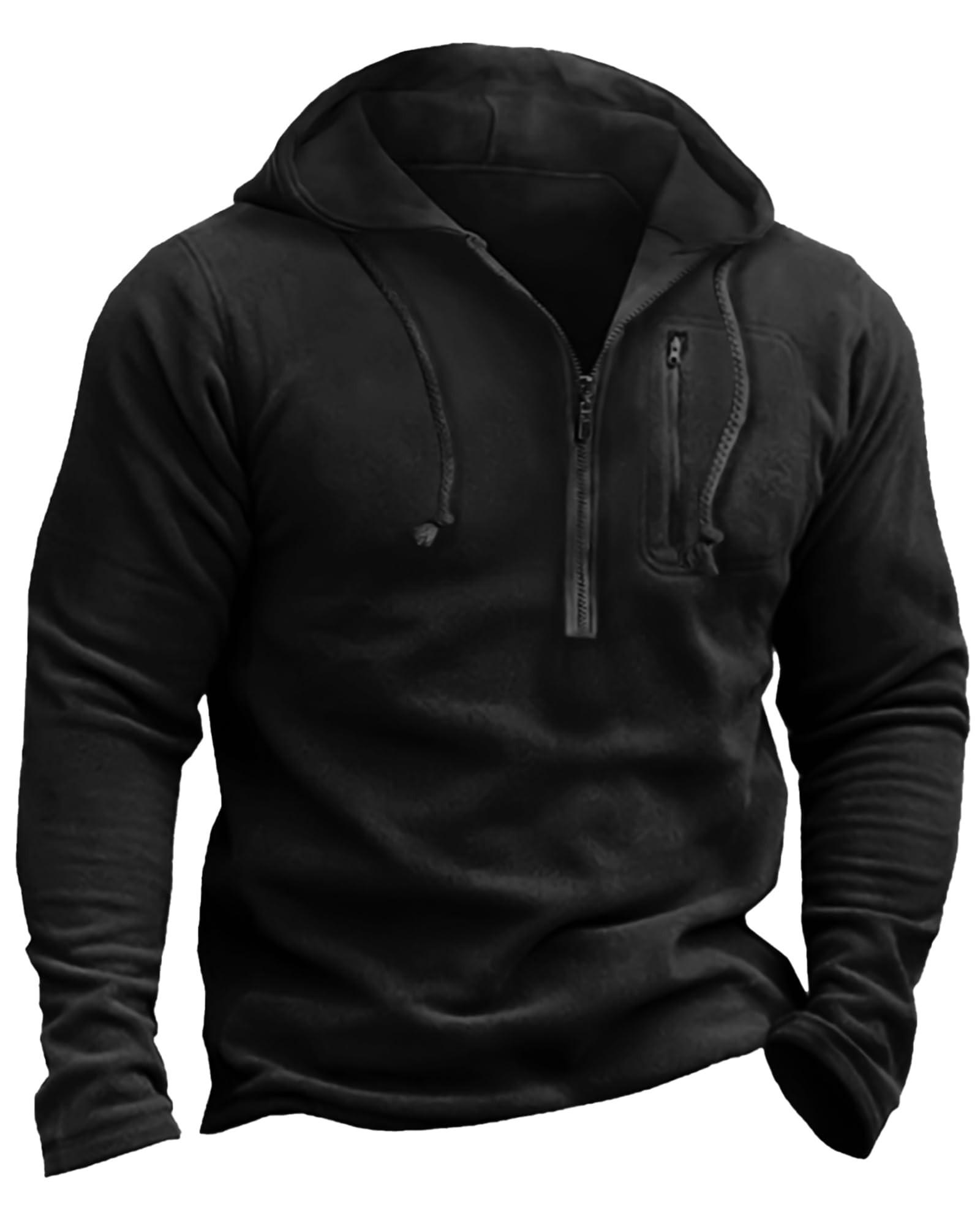 Beotyshow Mens Tactical Fleece Jacket Half Zip Hooded Jackets Military Pullover