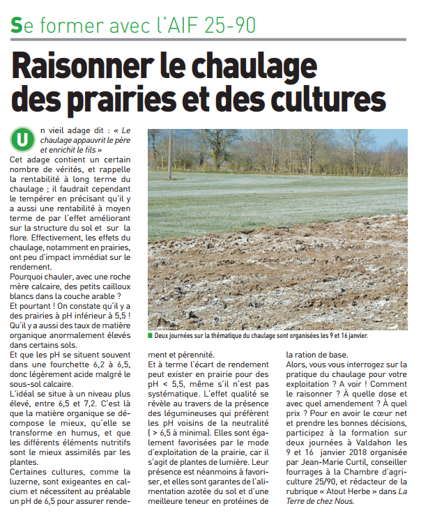 Raisonner le chaulage de mes prairie