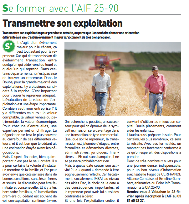 Transmettre son exploitation