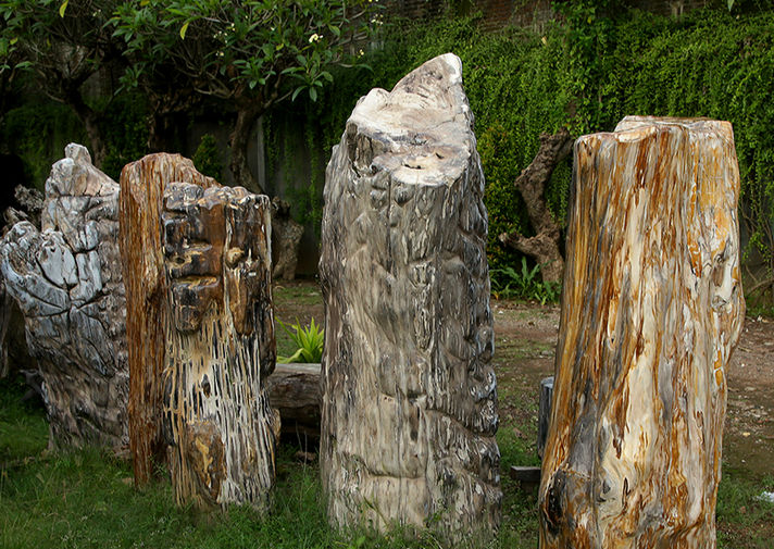 fossilized stone column, handmade, bali, indonesia