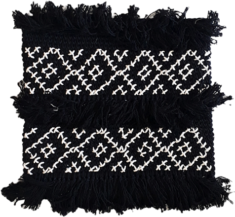 decorative cushion with fringe, embroidered cotton, handmade, bali indonesia