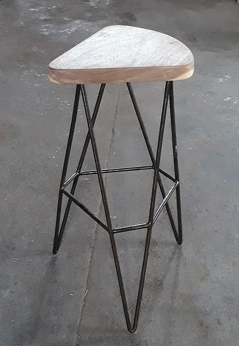 iron foot bar stool, leather seat, handmade, bali, indonesia
