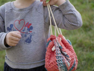 Mini Tunisian Drawstring Bag