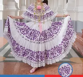 Pollera de lujo morada matizada