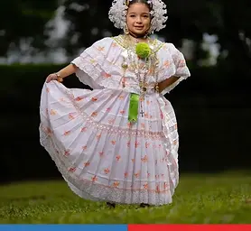 Pollera de coquito naranja de niña