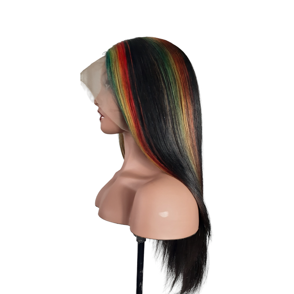 Thumbnail: Rainbow Highlight  Human Hair Lace Front Wig 