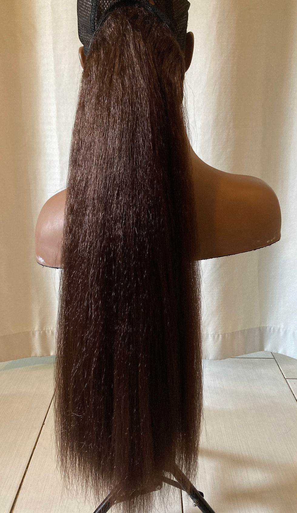 Thumbnail: long brown synthetic pony tail