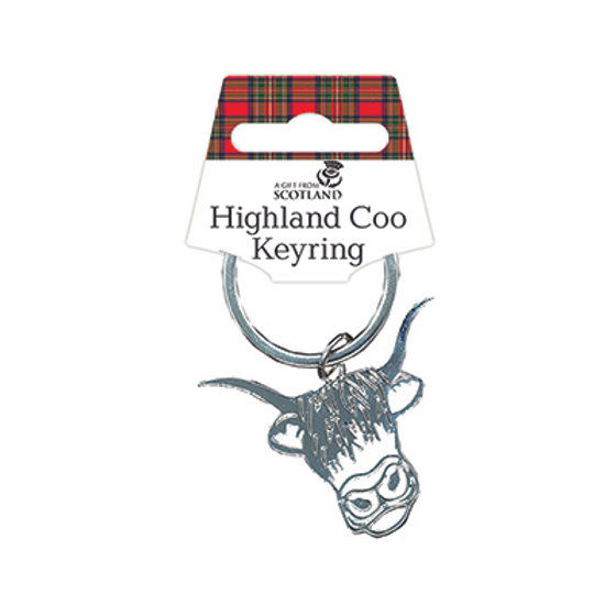 Metal Highland Coo Keyring