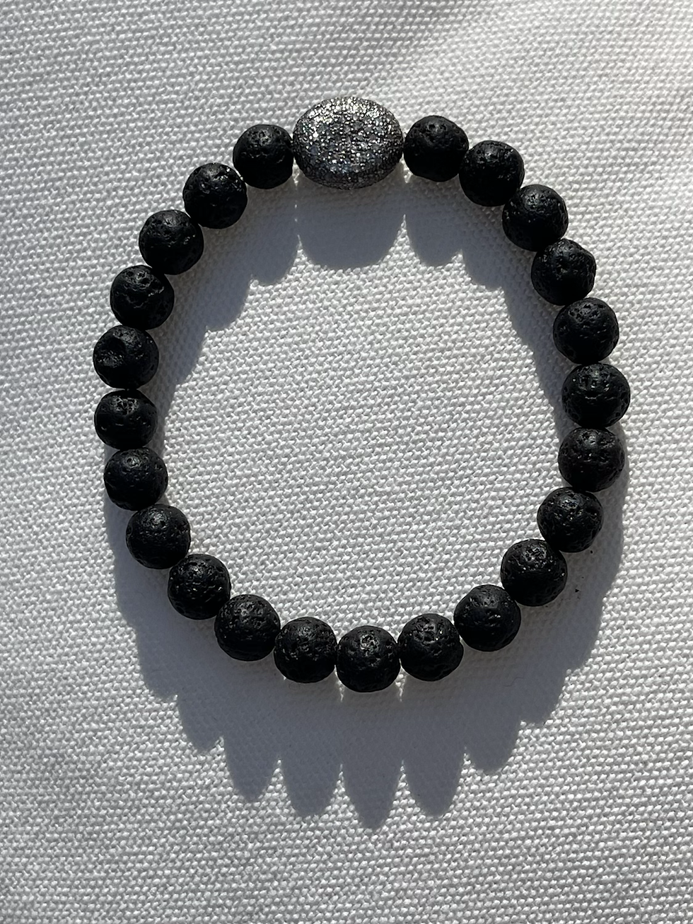 Thumbnail: Lava Diamond stretchy bracelet for man