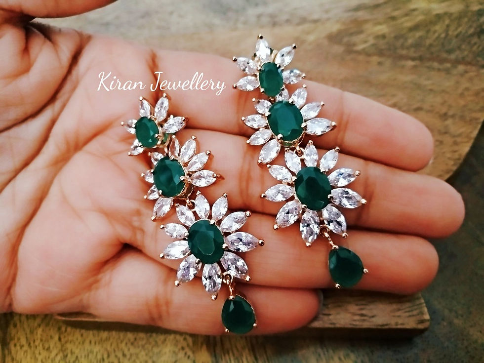 RoseGold Polish Green Earrings