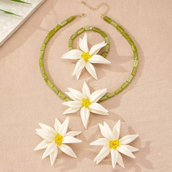 Thumbnail: Handmade Exaggerated Large Spring Flower Jewelry Set