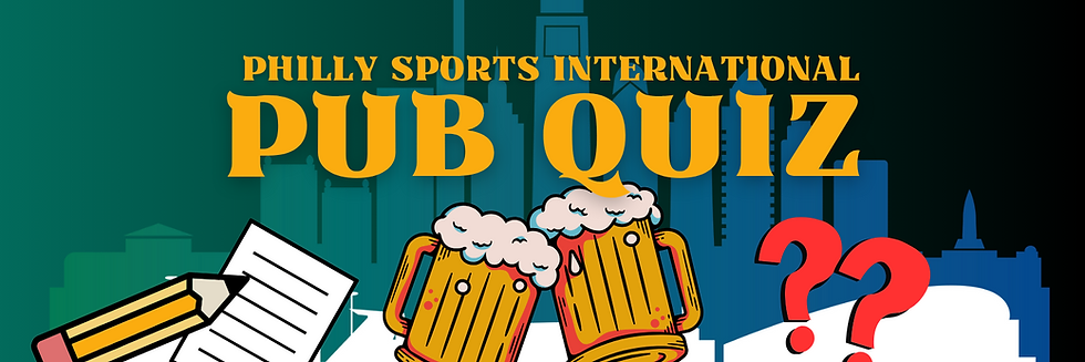 pub quiz banner with foamy beers and question marks