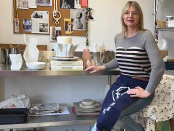 The artist in her studio