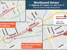 Highway 417 will close between July 13 and 17 for bridge replacement