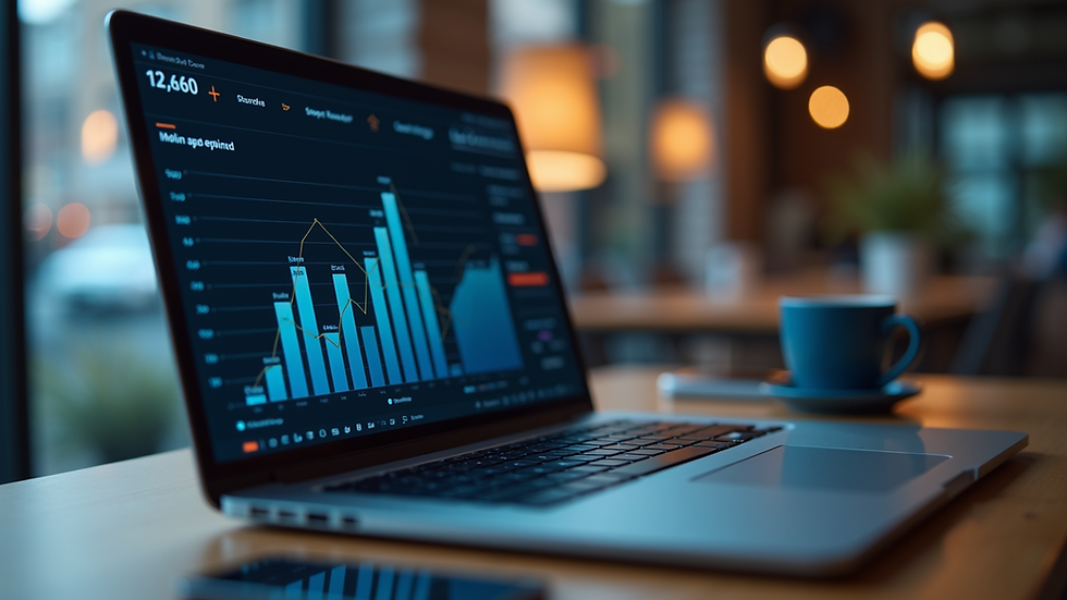 Eye-level view of a laptop screen showing pricing analytics dashboard