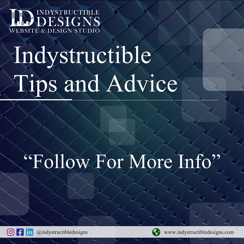A Post from Indystructible Designs that says "Follow For More Info"