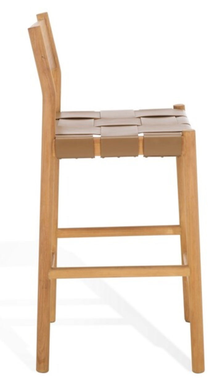 Thumbnail: Devnie Woven Leather Counter Stool
