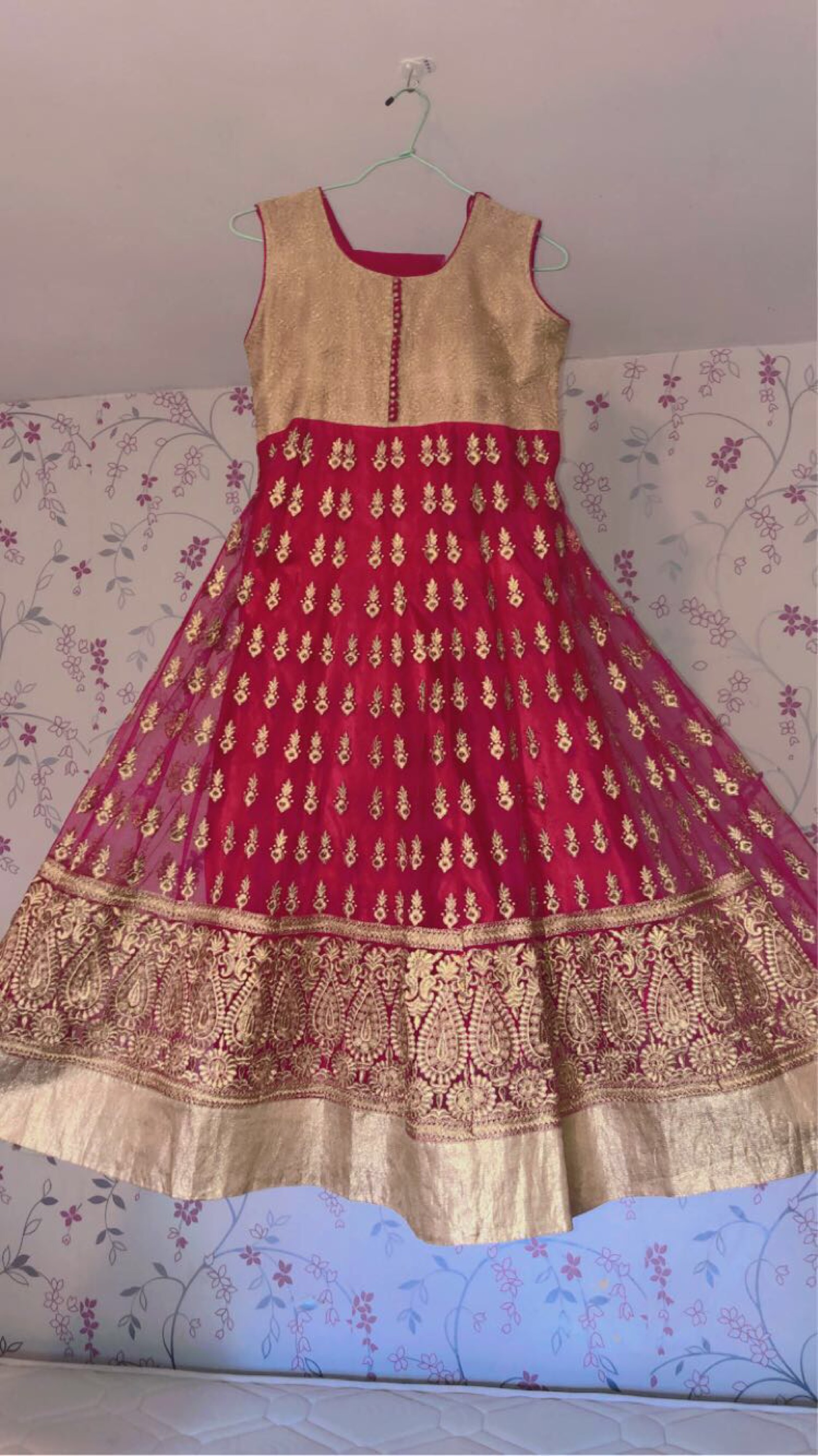 Robe Anarkali indienne vert et bleu
