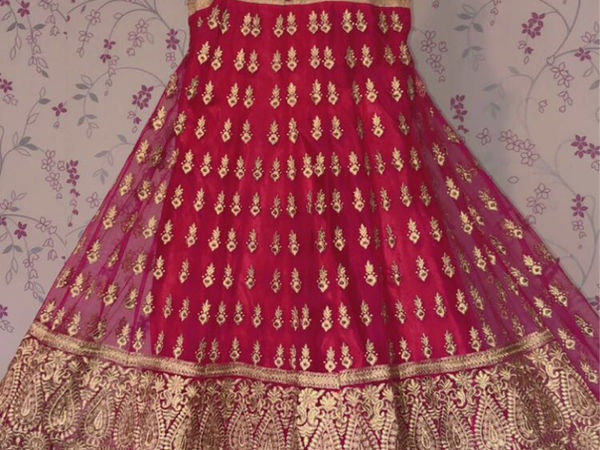 Robe Anarkali indienne rose et gold