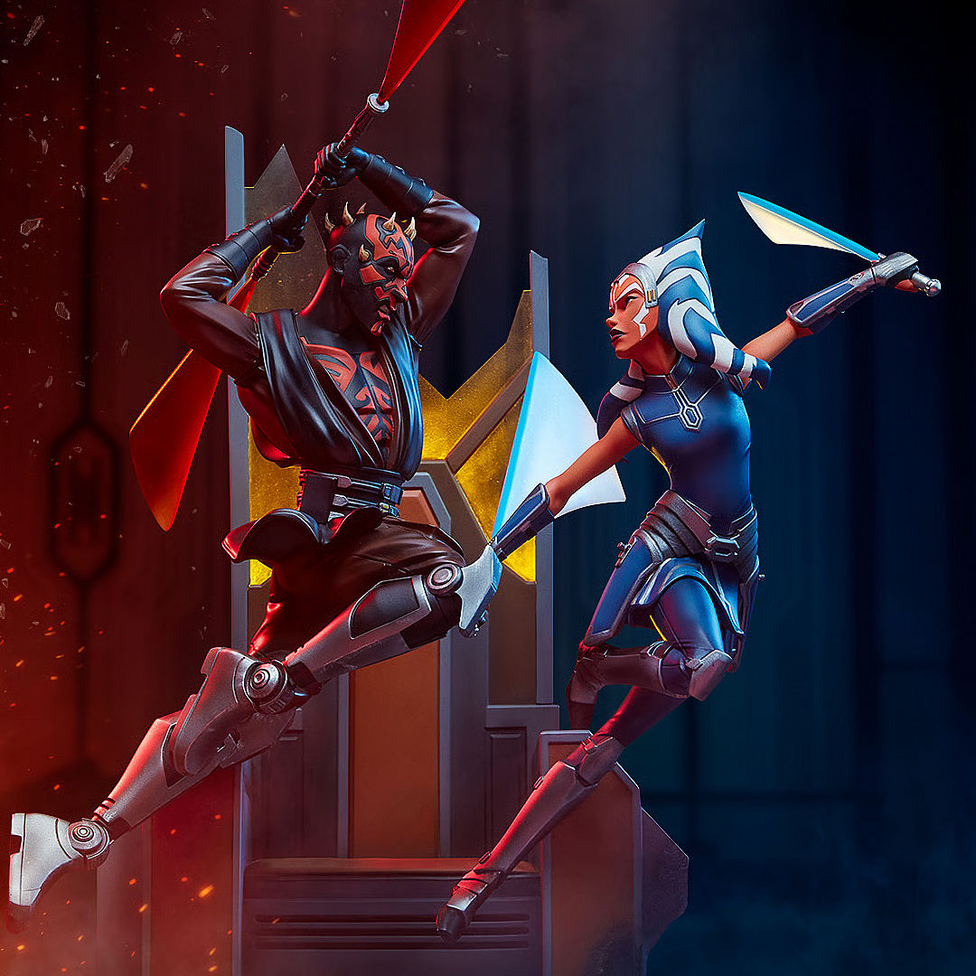 Star Wars The Clone Wars - Ahsoka Tano VS Darth Maul Diorama Statue - Sideshow