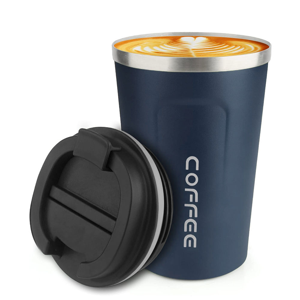 不鏽鋼隨身便攜隔熱杯 380ML 藏藍 (咖啡杯 保溫杯 隨行杯 環保杯)