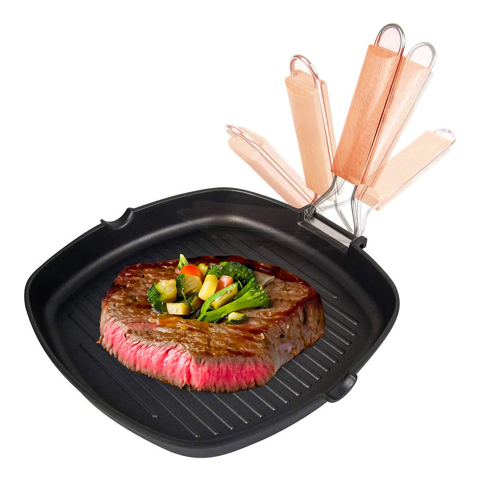 不挑爐灶可摺疊手柄不沾煎烤盤 24CM (燒烤盤 露營烤盤 牛排烤盤)