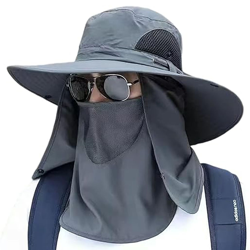 男女防水防曬遮陽帽 可拆卸面罩 (帽子 防曬帽 漁夫帽)