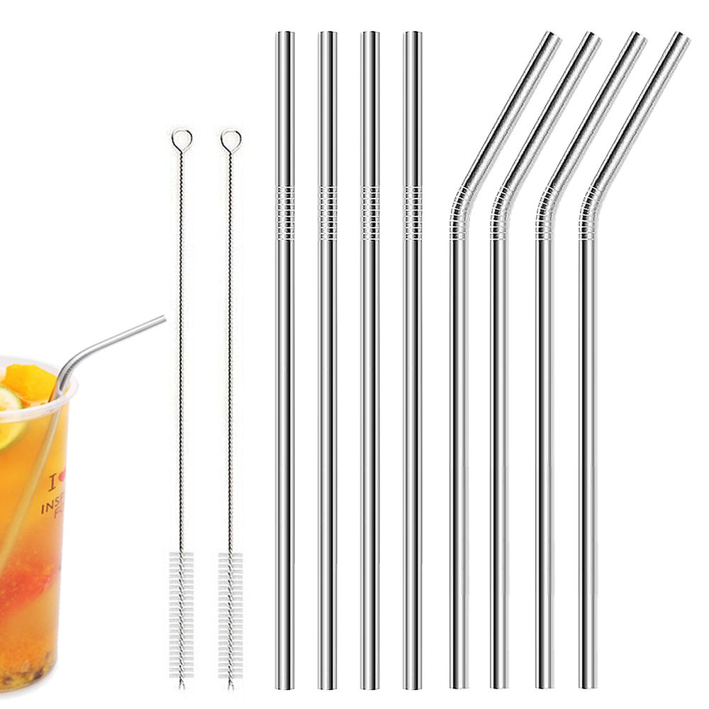 不鏽鋼耐用吸管 4直4彎 8入 (環保吸管)